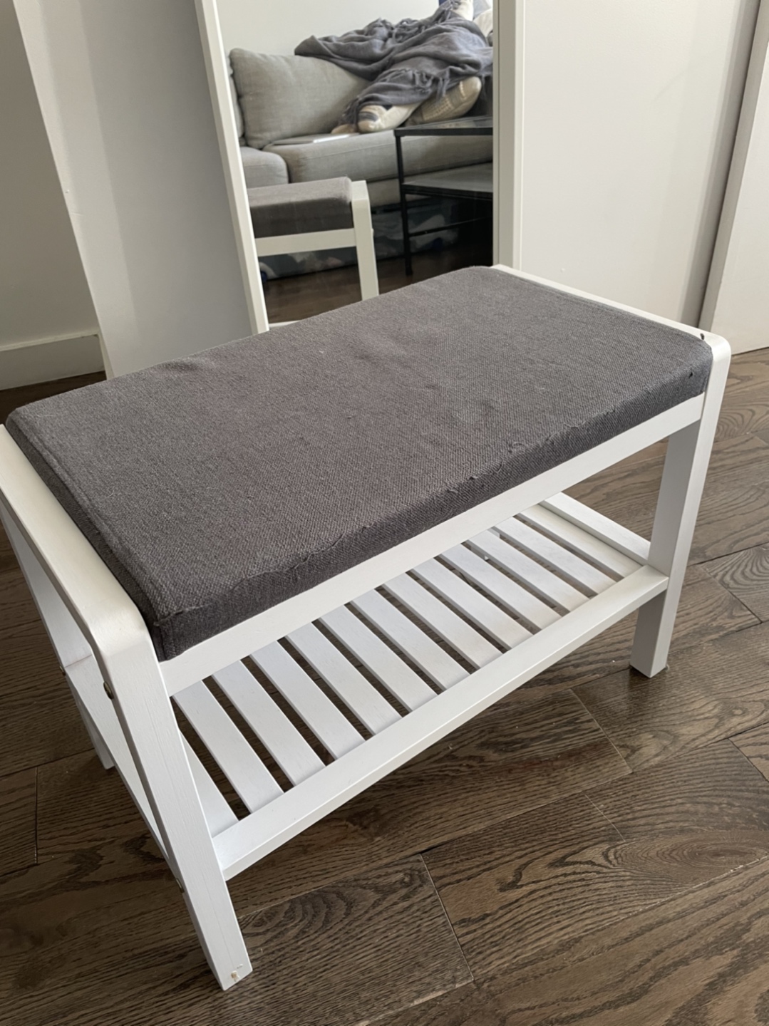 Shoe Rack Bench with Cushion Upholstered Padded Seat - photo 2