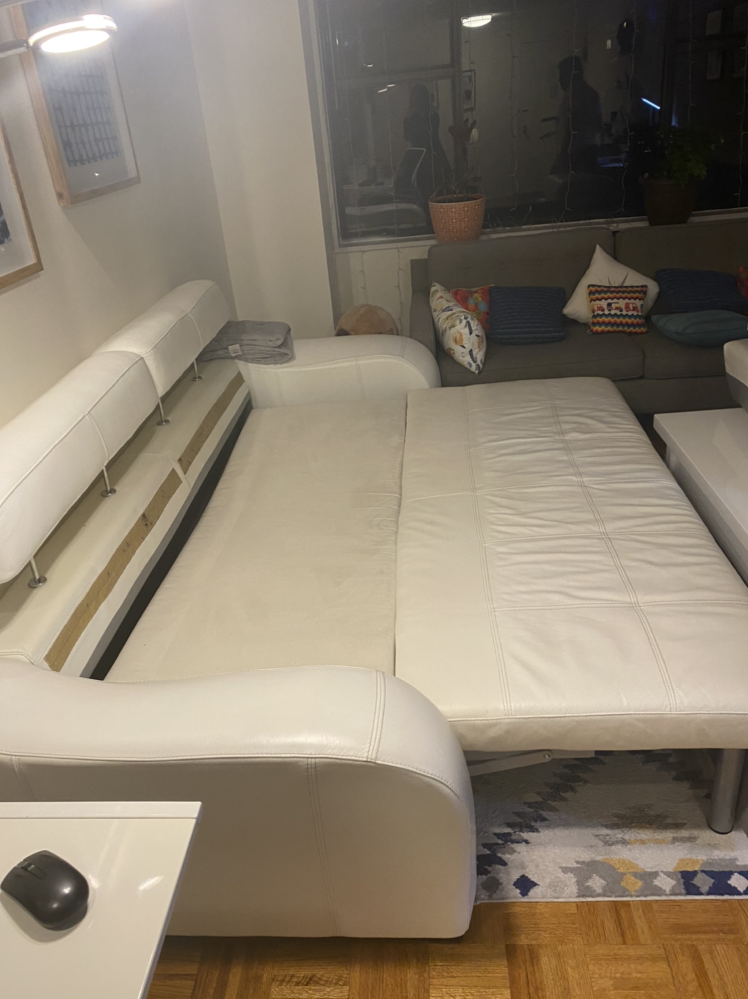 White leather sofa bed  - photo 3