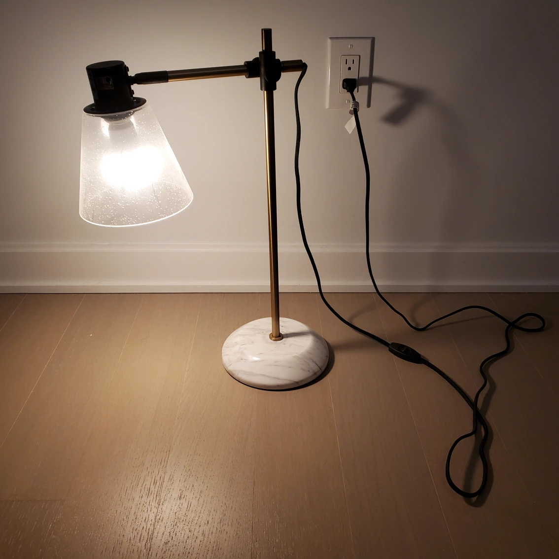 West Elm Brass Marble Table Lamp - photo 2