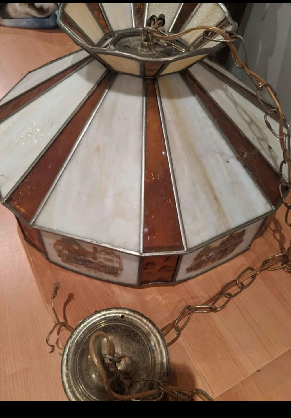 vintage stained glass light fixture
