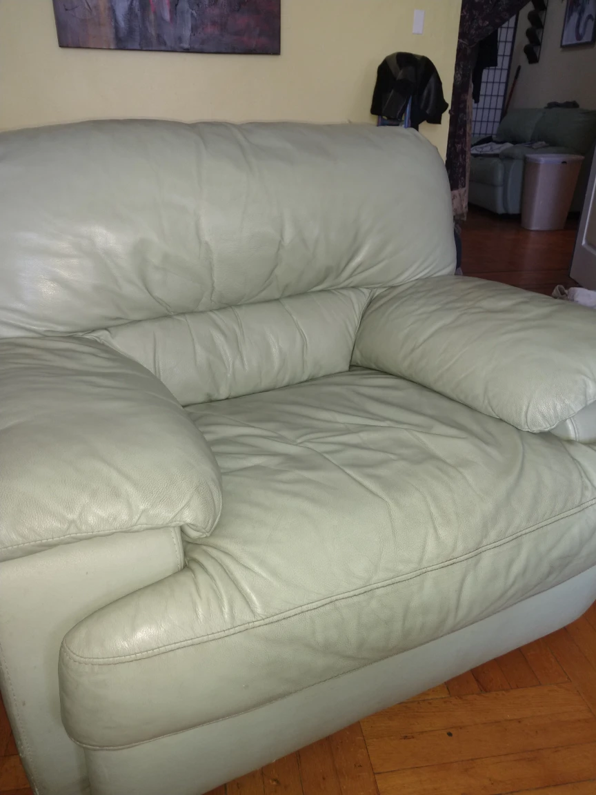 matching leather chair with leg rest