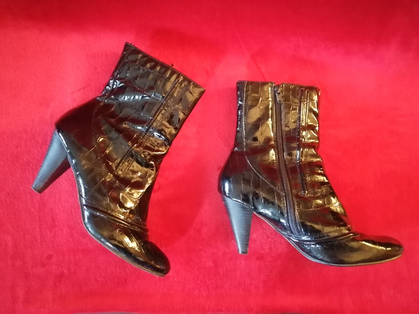 Patent Leather Alligator Ankle Boots