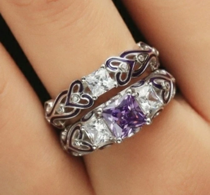 925 sterling silver 2pc Rings set. size 5 image indicator(3)