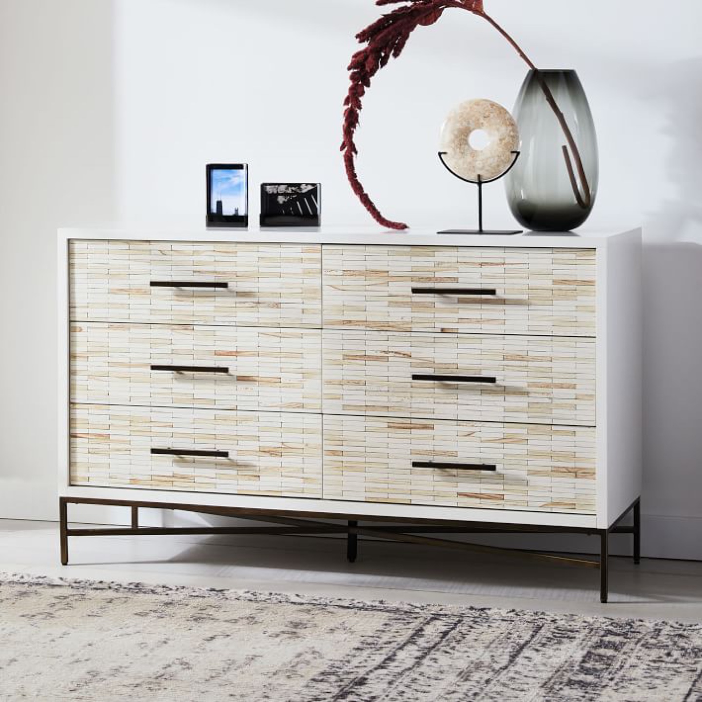 West Elm Wood Tiled 6-Drawer Dresser