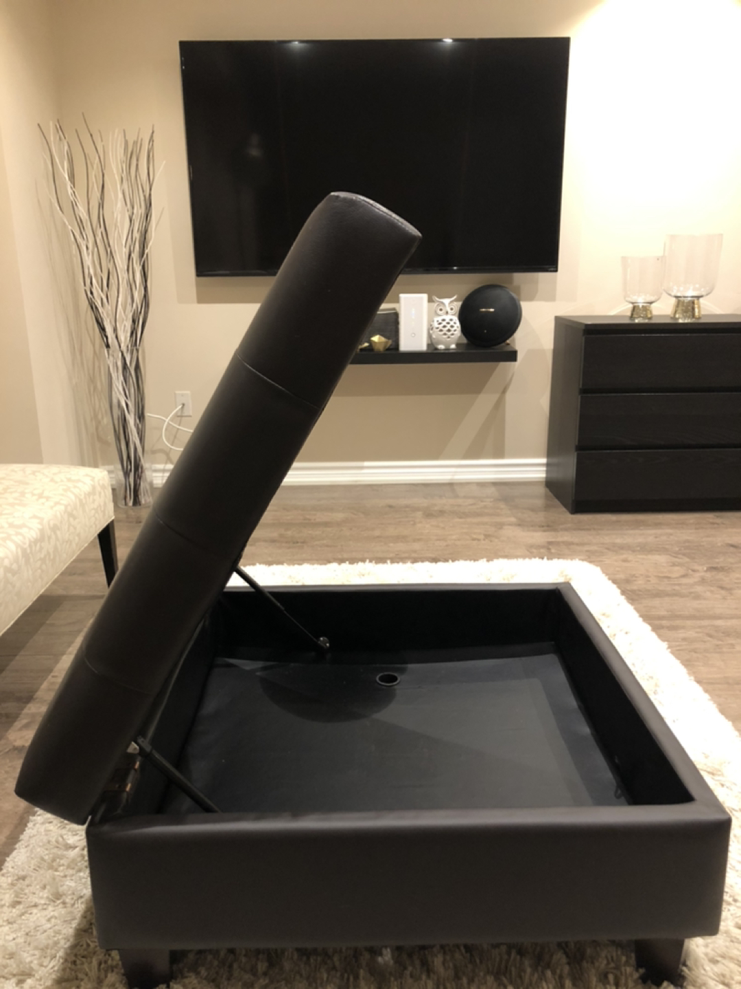 Large Synthetic Leather Ottoman - photo 3