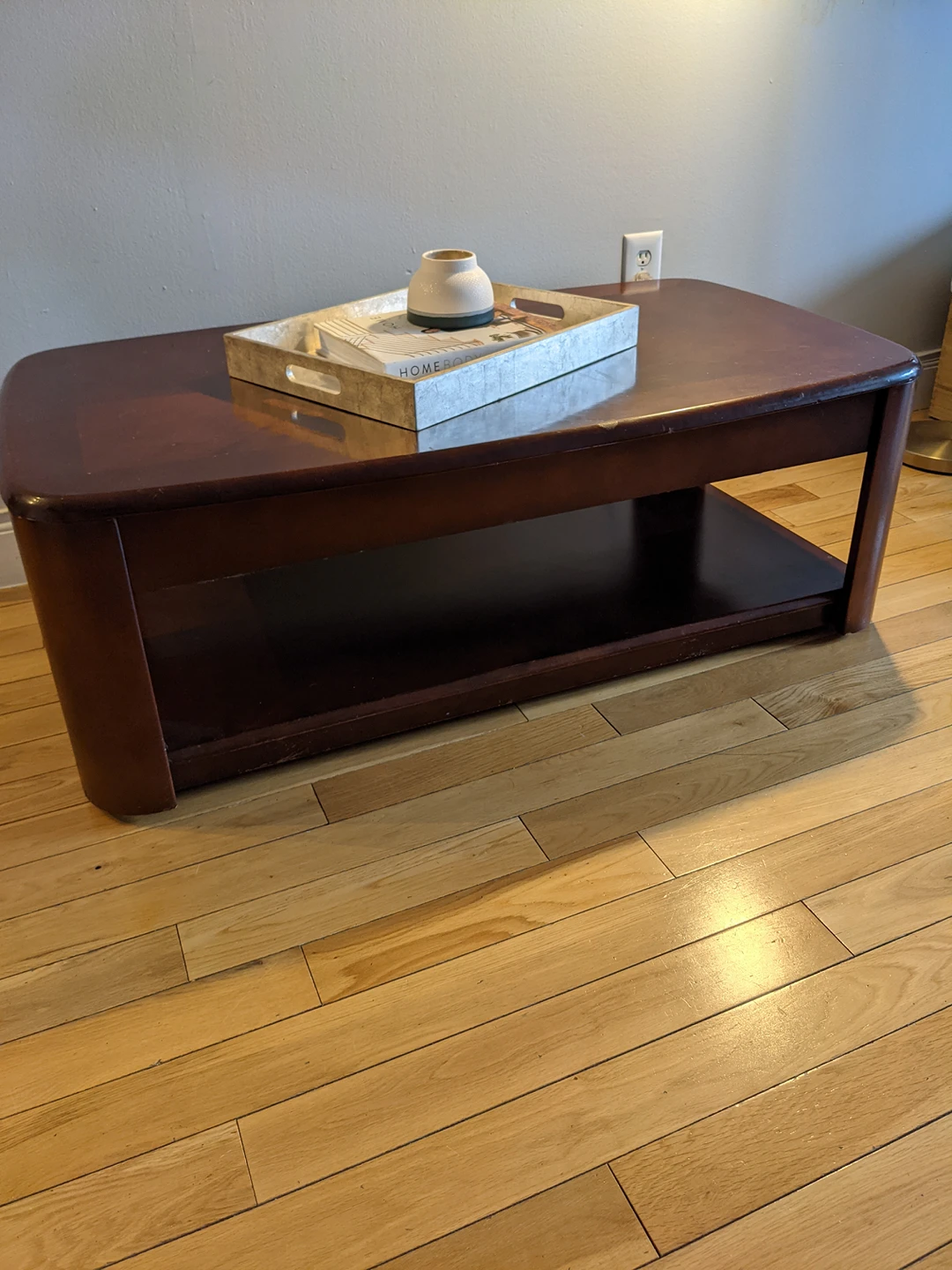 Mid Century Lift Top Coffee Table on Casters-Solid Wood