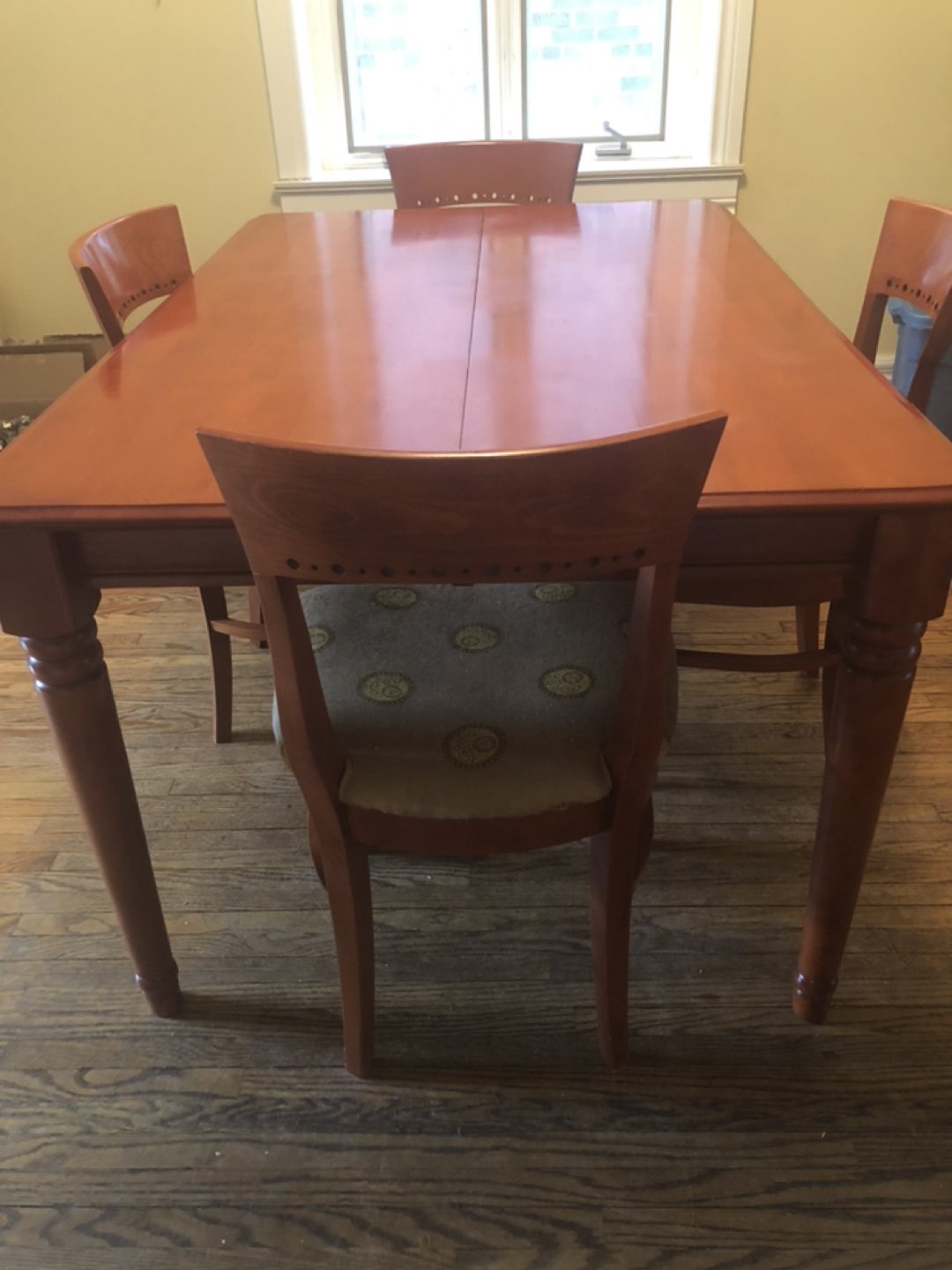 Maple dining set Versace fabric 6 chairs and additional insert  - photo 5