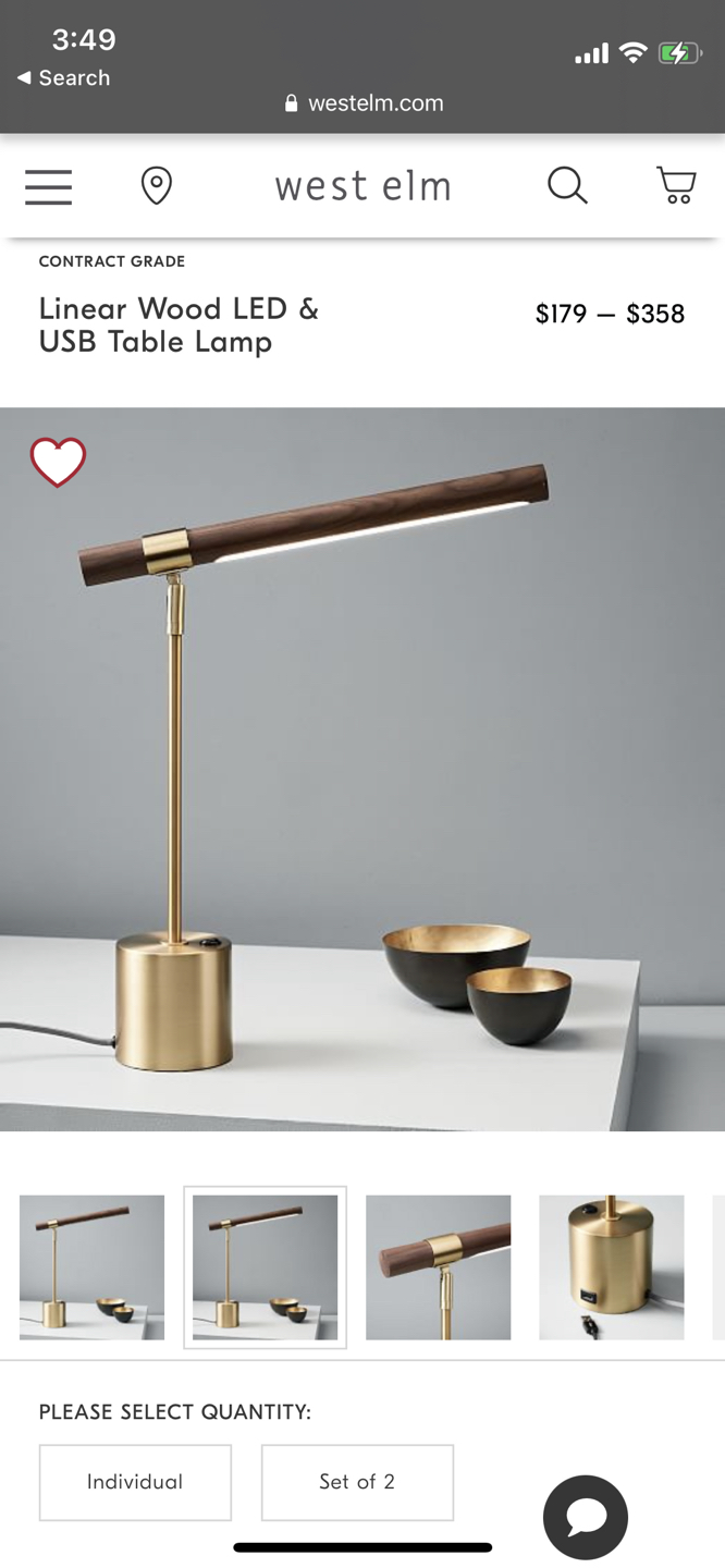 West Elm Linear Wood LED & USB Table Lamp