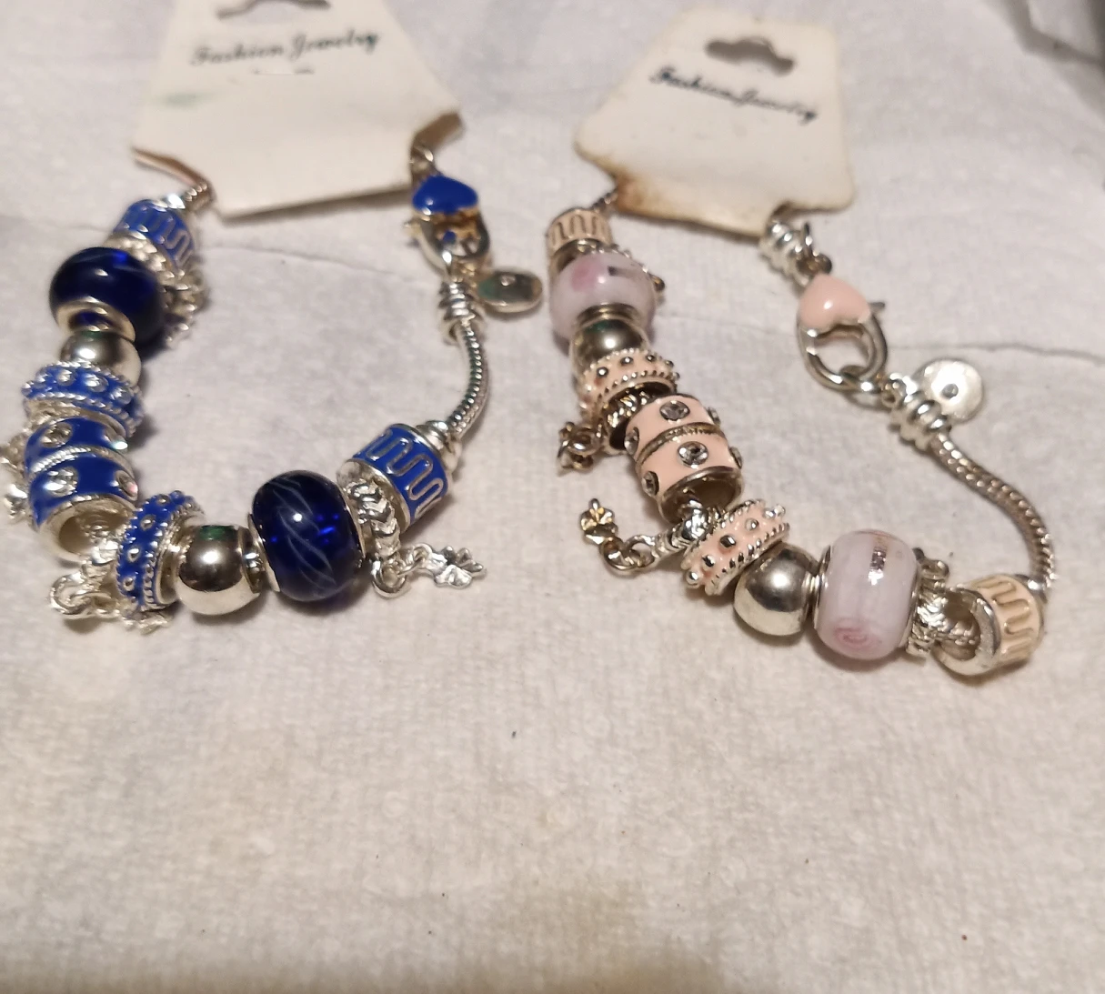 beaded bracelet Navy blue and light Pink image indicator(2)