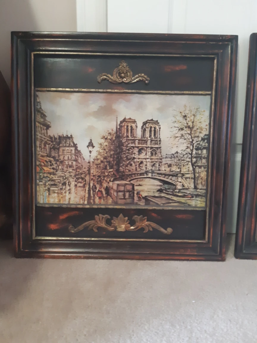 vintage wooden framed art - photo 2