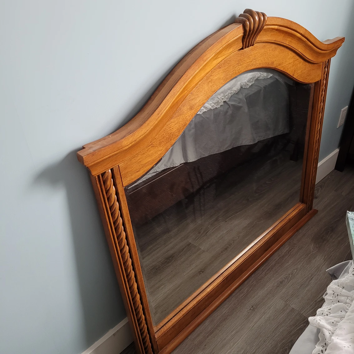 Mirror with wood frame