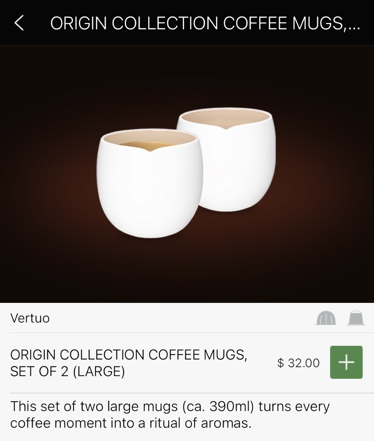 Nespresso Origin Collection Coffee Mugs, Set of 4