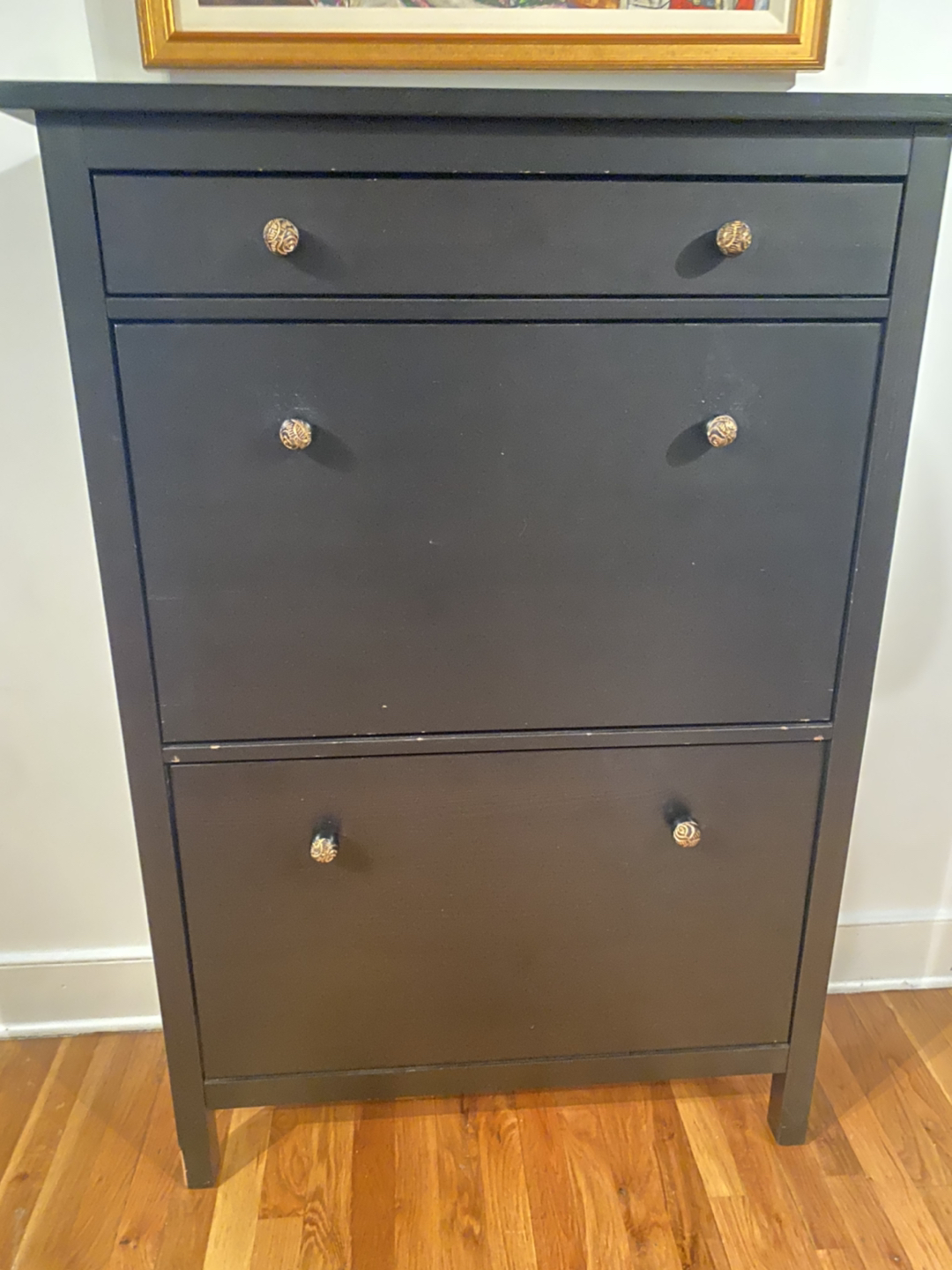 IKEA shoe cabinet with decorative knobs