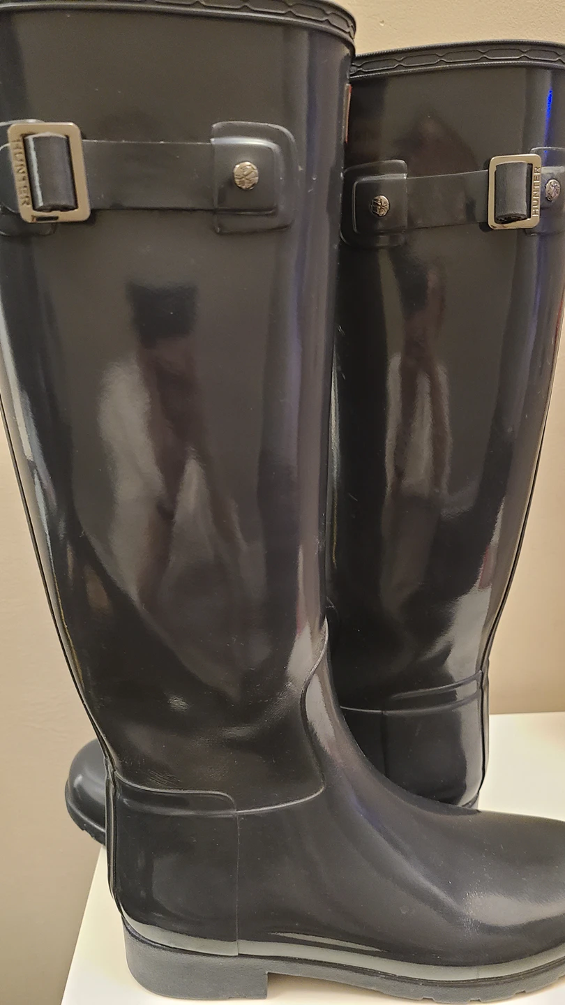 Hunter Tall Gloss Grey Rain Boots Size 6 - photo 3