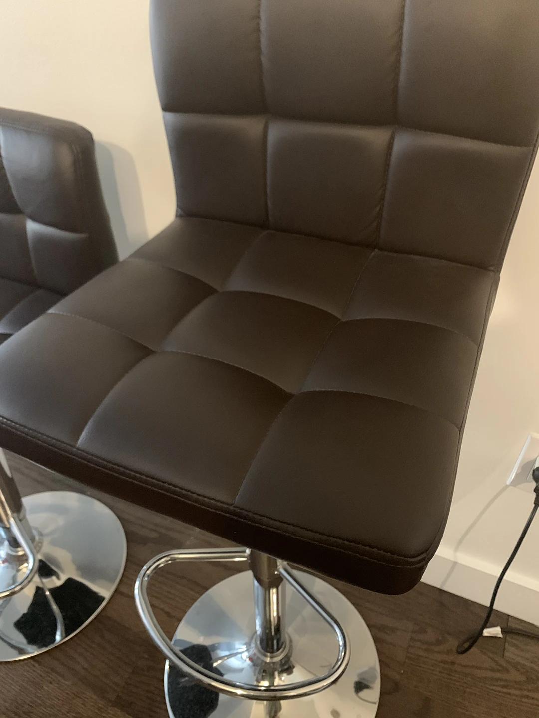 Adjustable Swivel Hydraulic Chair Bar Stools PU Leather Brown - photo 2
