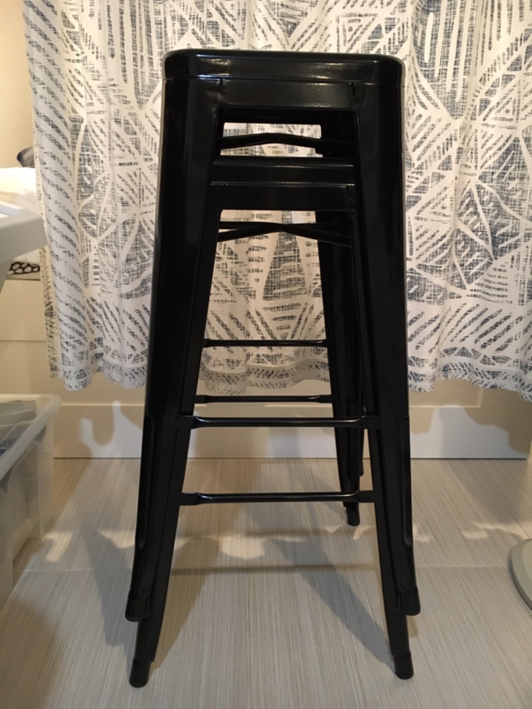 Black metal bar stool, set of 2 - photo 3