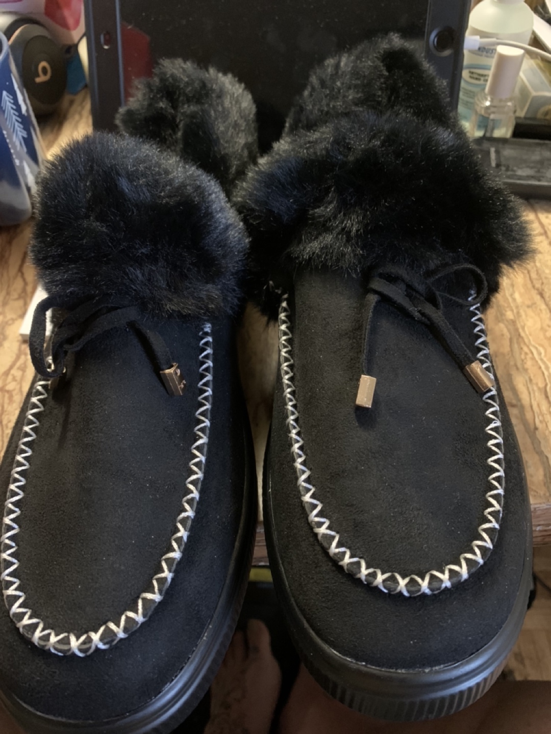Brand new black moccasins...never worn