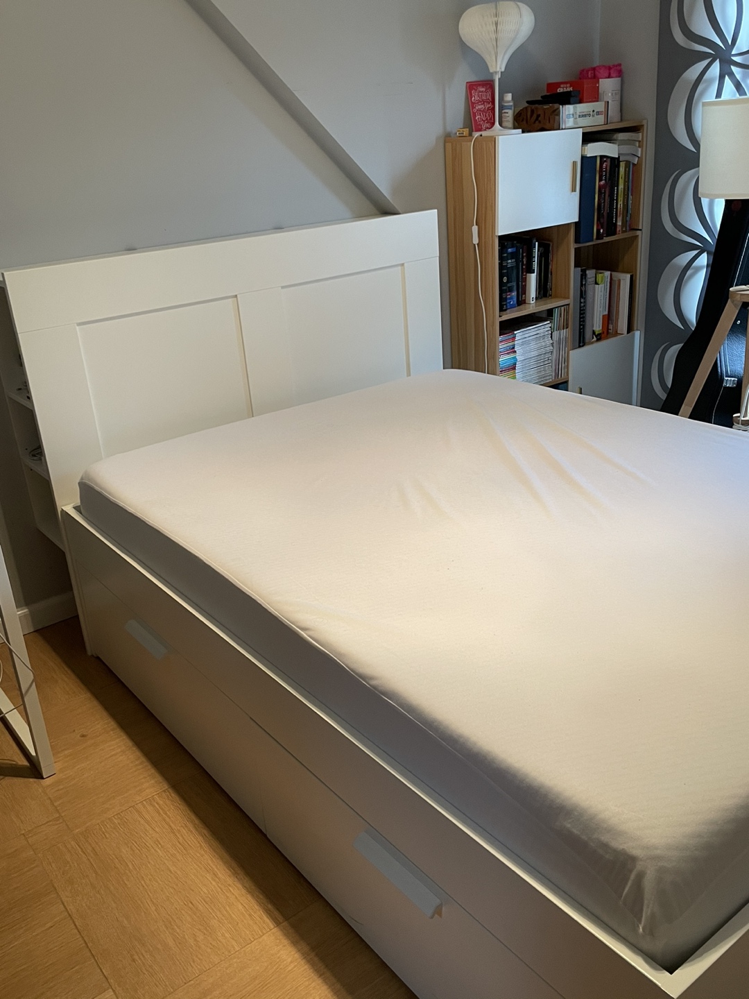 IKEA Brimnes Bed Frame with Storage & Headboard, Full, White