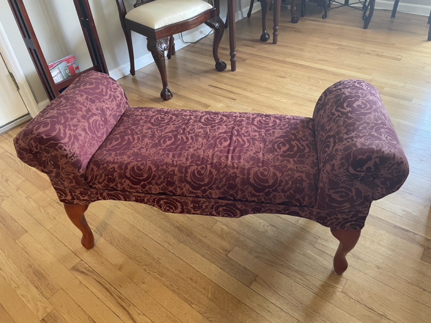 2 chairs ( 1 wide arm chair and 1 bench chair)