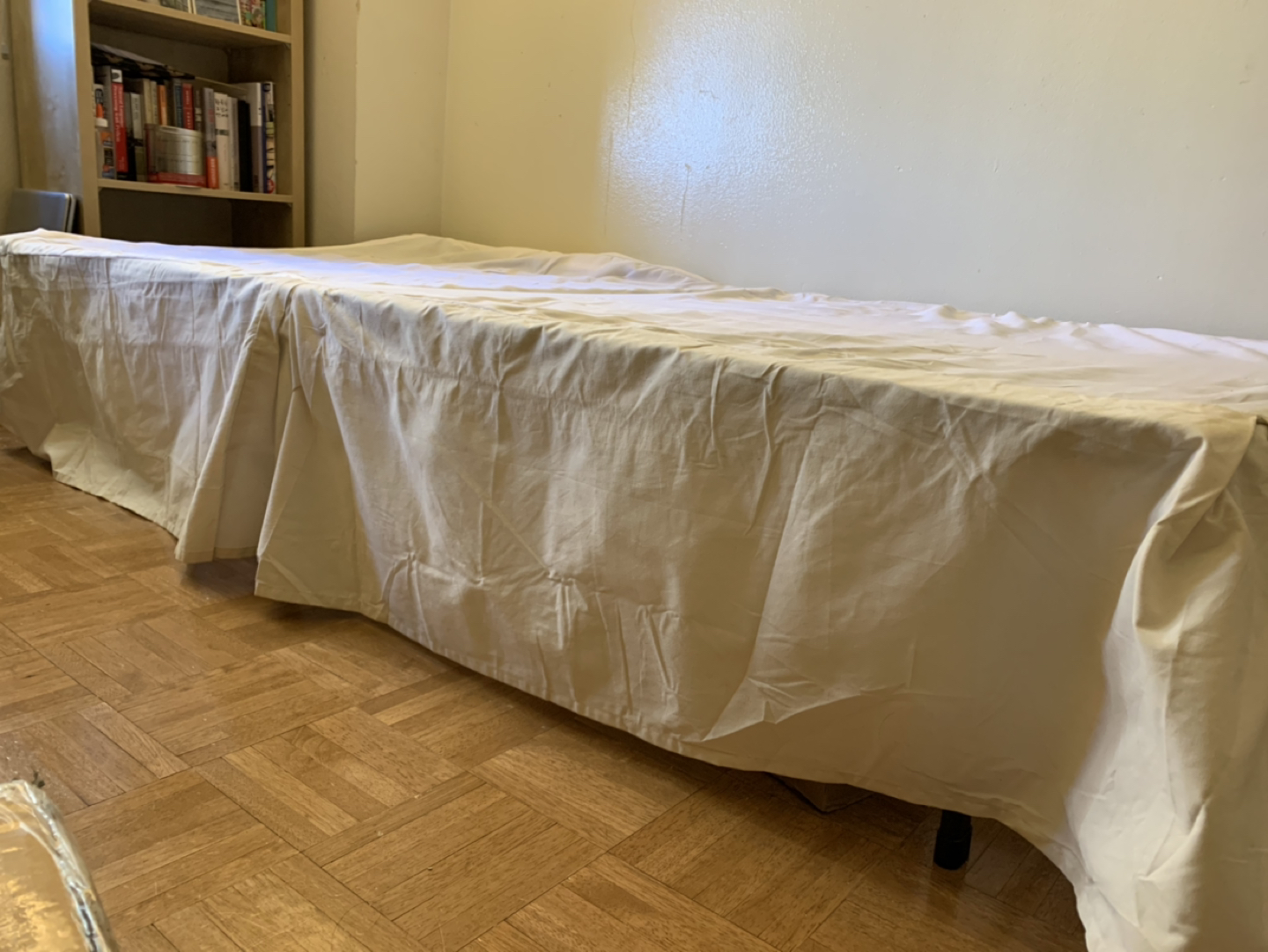 Twin ZInus bed frame with bed skirt  - photo 3