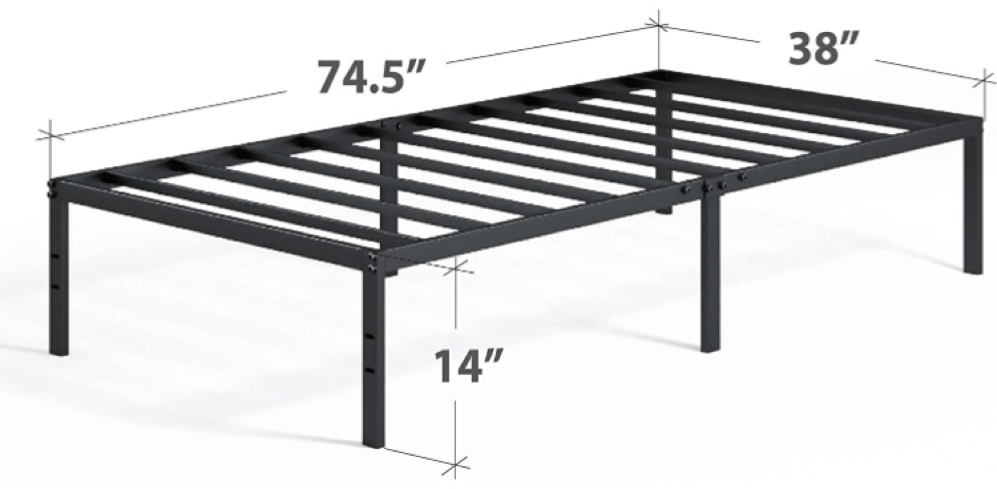 Twin 14” Elevated Metal Platform Bed