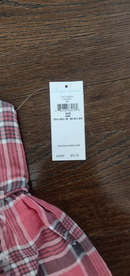 Ralph Lauren 24m baby plaid pink dress NWT - photo 2