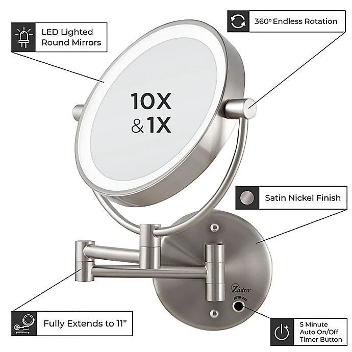 Magnifying mirror with lighting