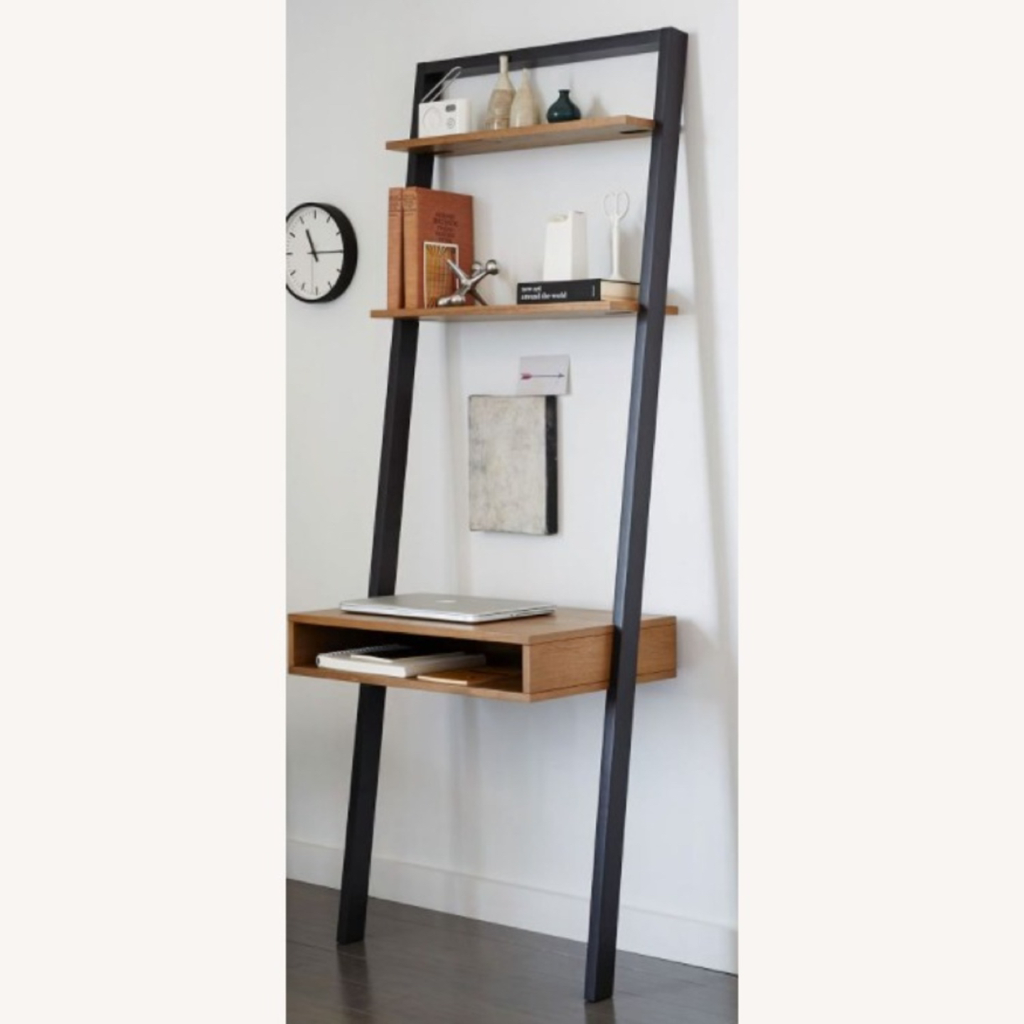 West Elm Ladder Shelf Storage Leaning Wall Desk