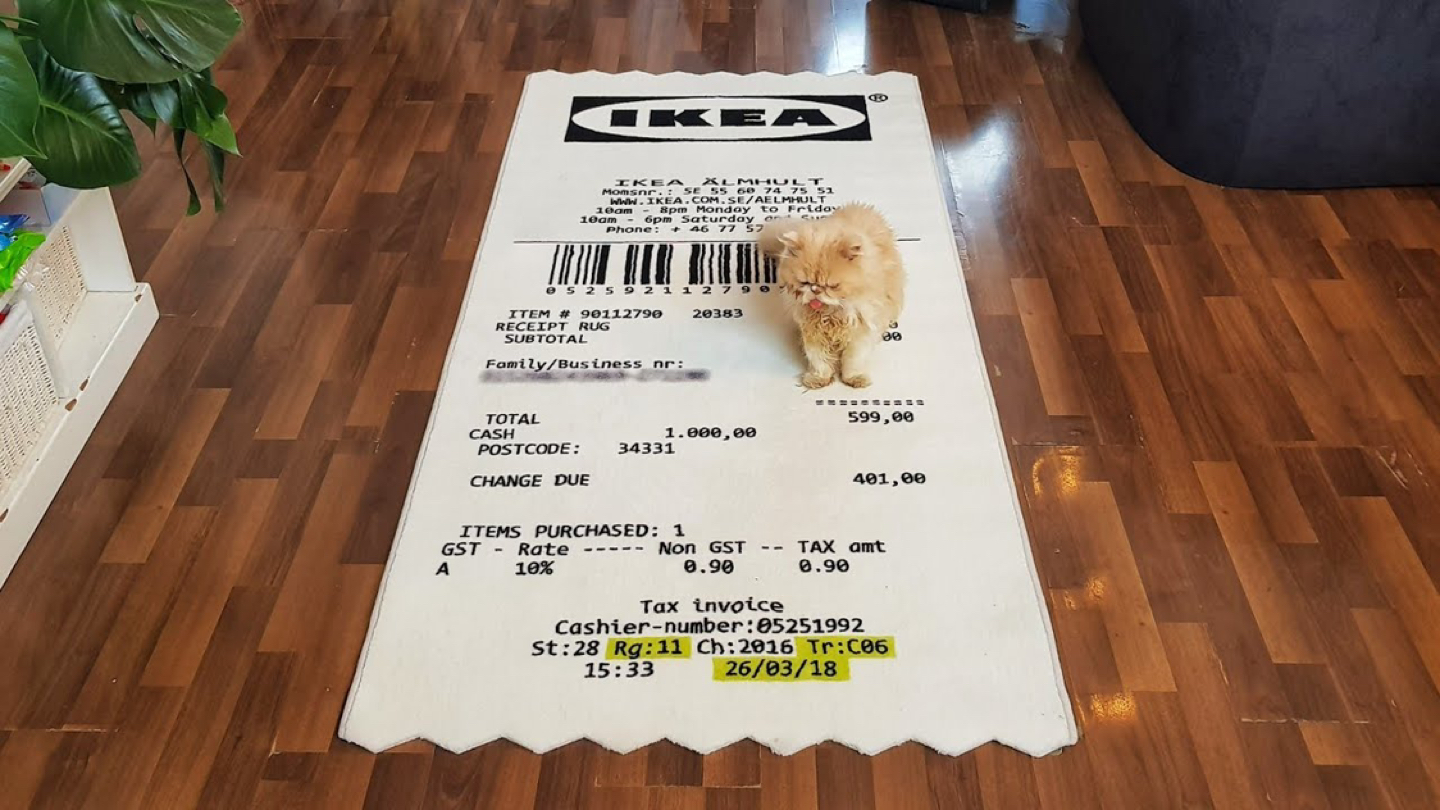 Virgil Abloh x IKEA MARKERAD "RECEIPT" Rug 201x89 CM White/Black - photo 2