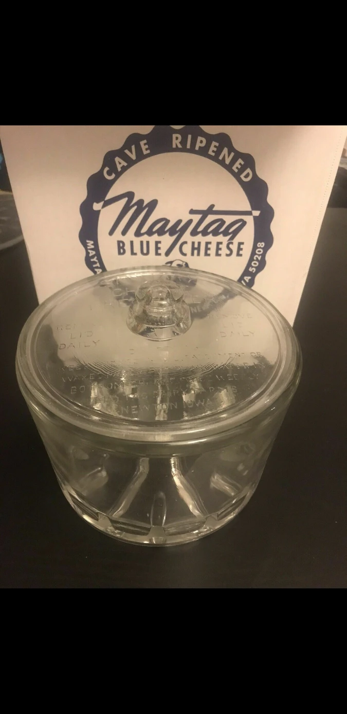 Vintage glass Sanitary Cheese Preserver - Maytag Dairy Farms thumbnail