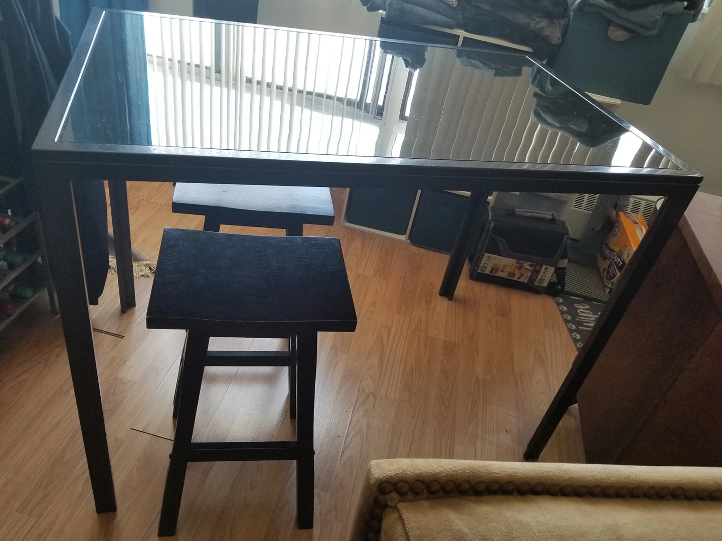 Bar height patio table with 4 shinto bar stools - photo 3