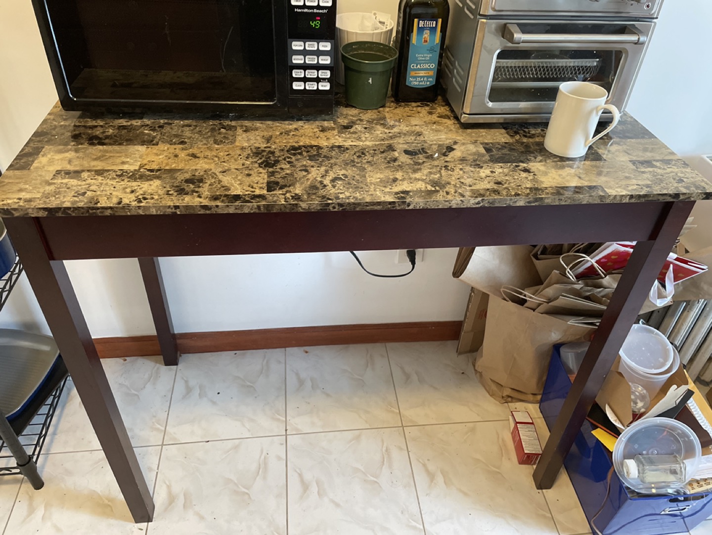 Wood counter space/ small dining table