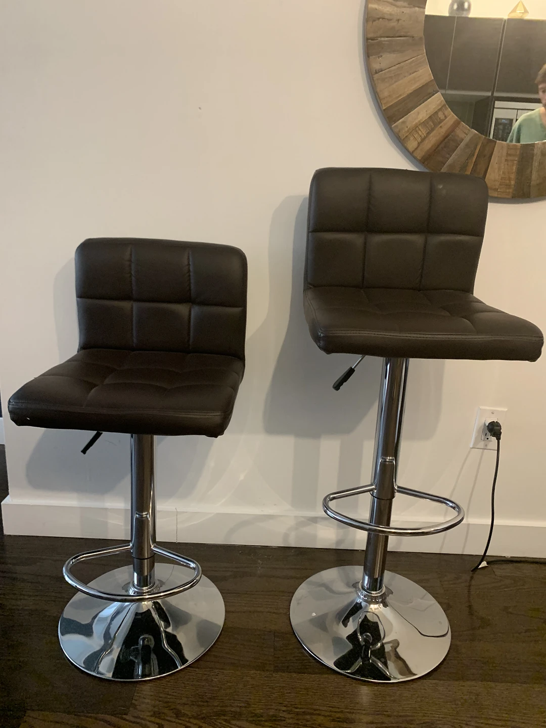 Adjustable Swivel Hydraulic Chair Bar Stools PU Leather Brown