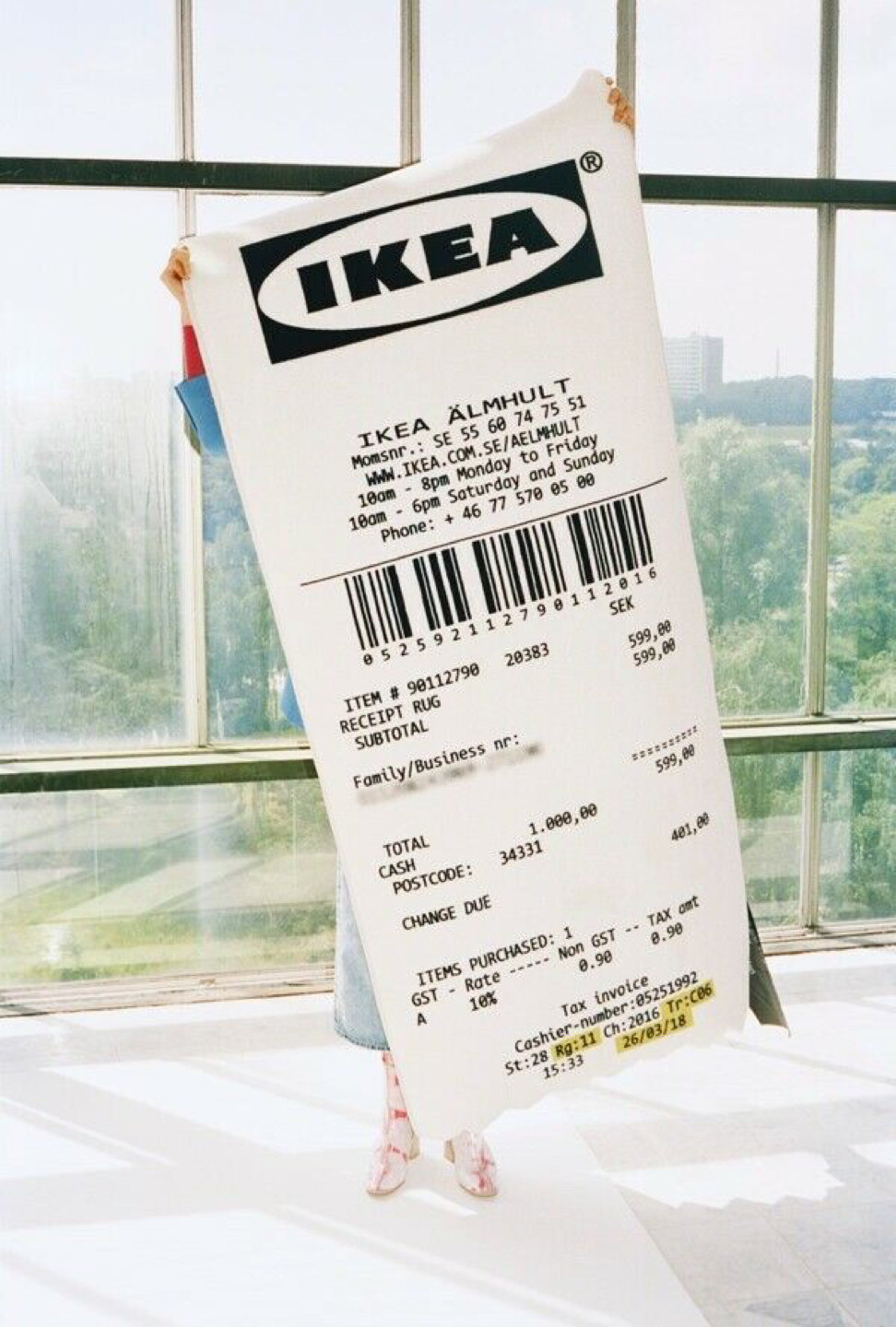 Virgil Abloh x IKEA MARKERAD "RECEIPT" Rug 201x89 CM White/Black