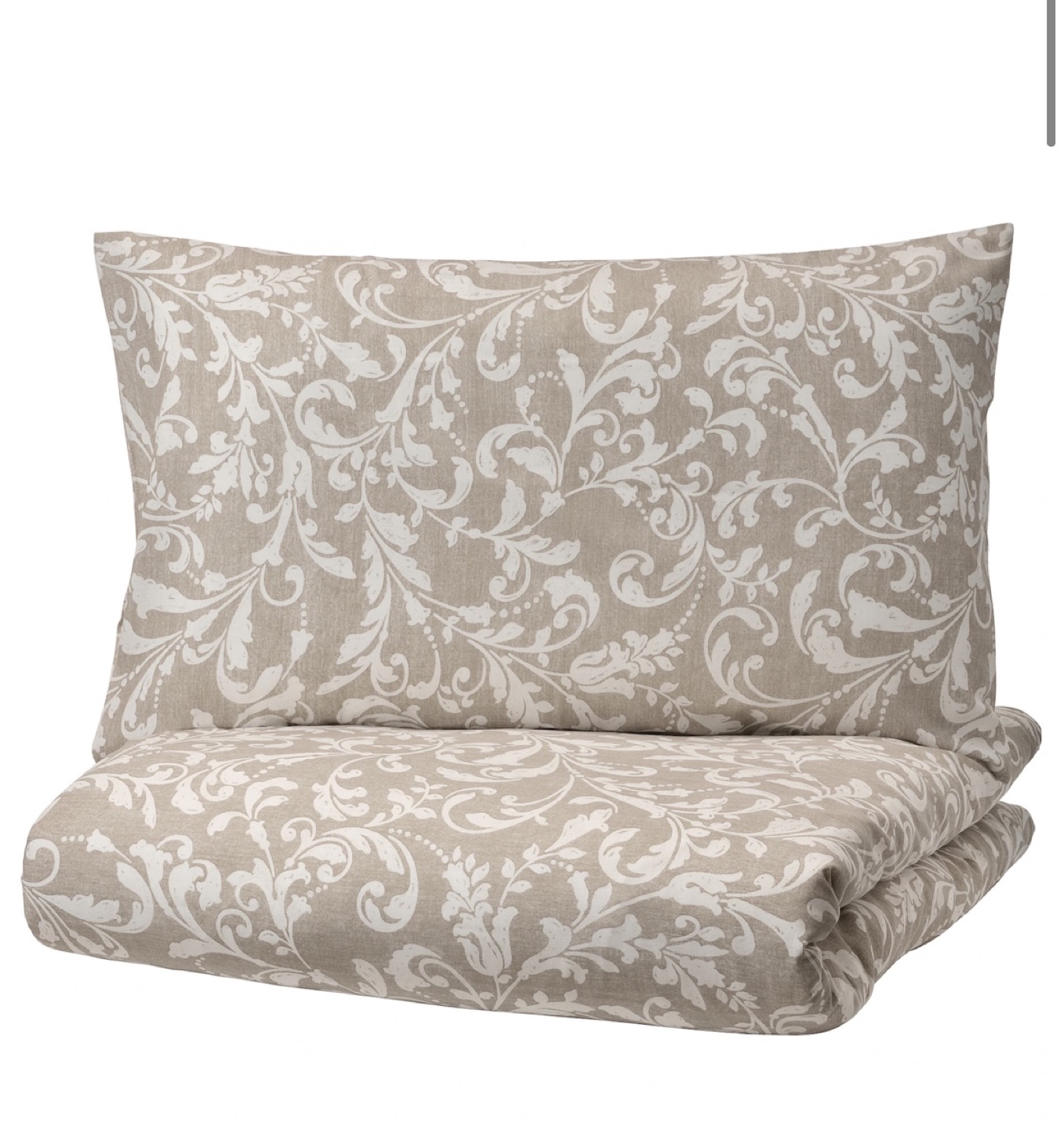 Duvet cover and 2 pillowcases, beige/white
Queen thumbnail