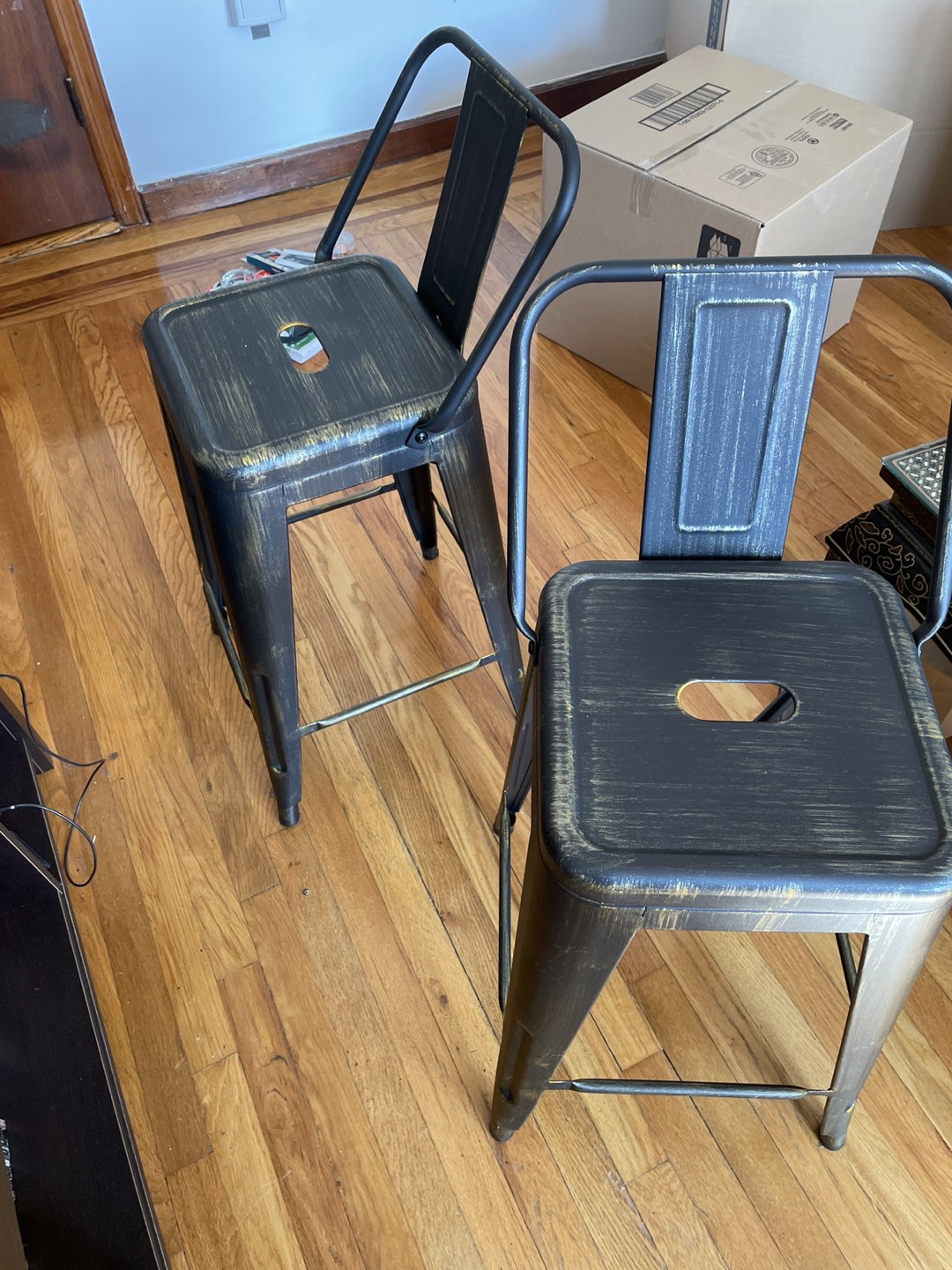 Distressed metal chairs