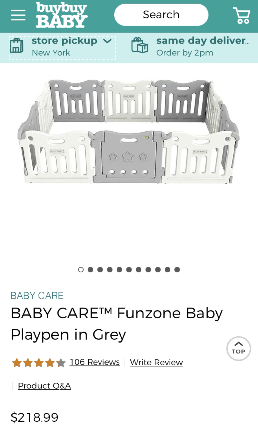 Baby Play Pen* BABY CARE™ Funzone Baby Playpen in Grey - photo 3