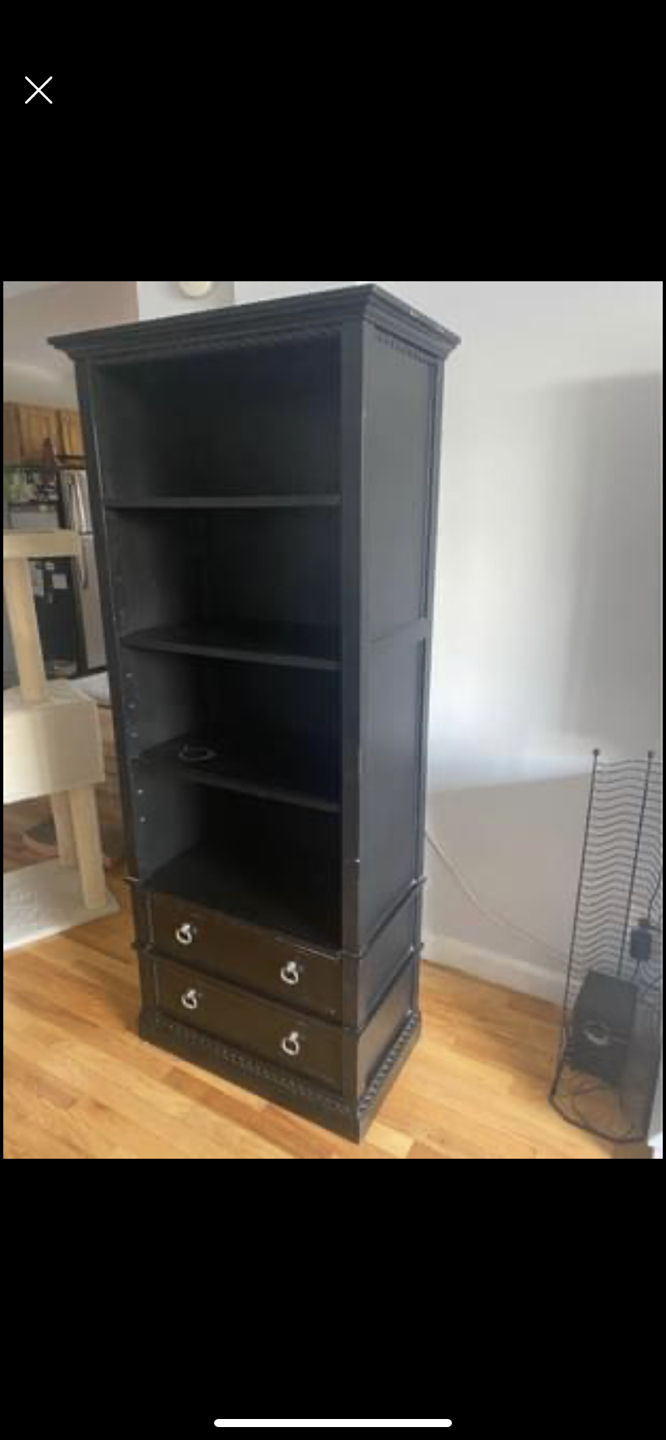 Black Bookcase with drawers