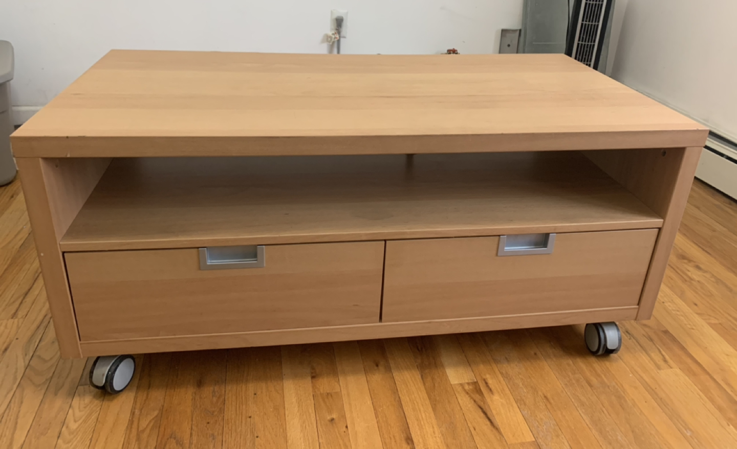 TV stand with storage and caster wheels