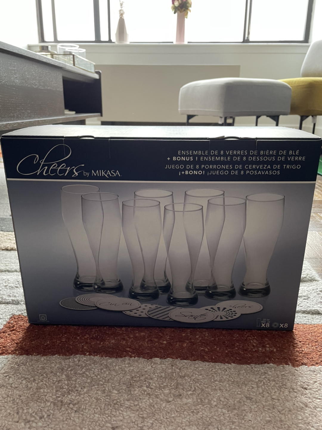 Mikasa Cheers Beer Glasses, Set Of 8