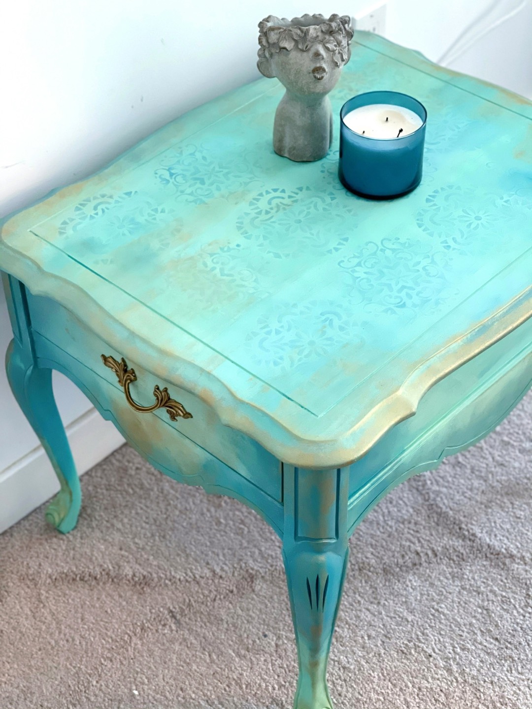 Vintage Tiffany Blue Wood Table thumbnail