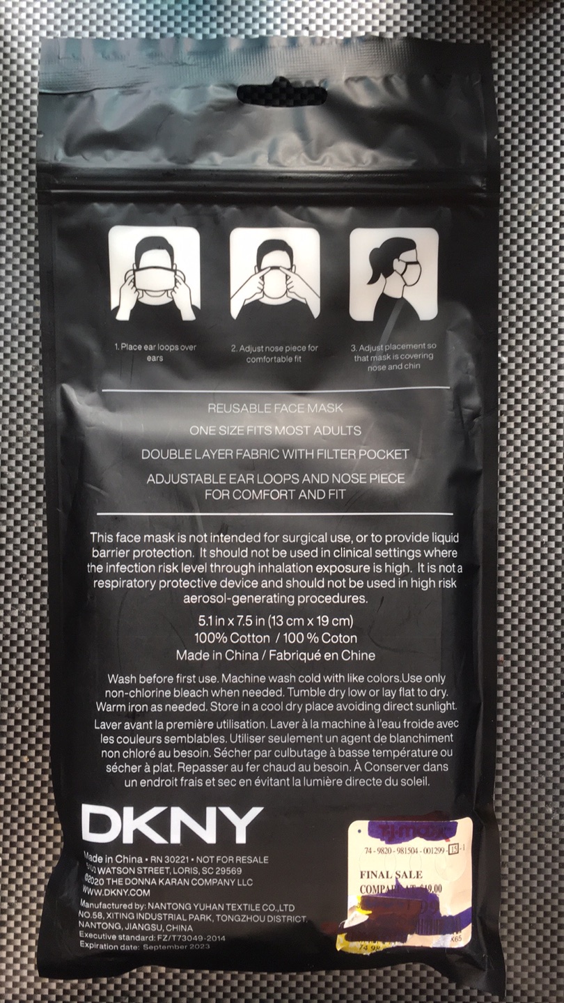 DKNY Reusable Face Mask 5 pieces - photo 2