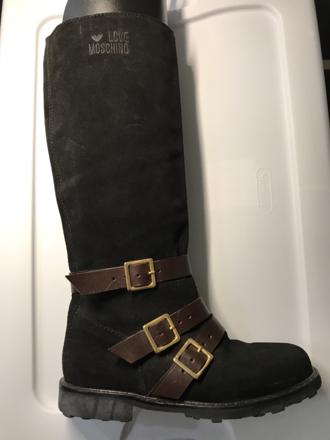 Love Moschino black suede riding boots, 36