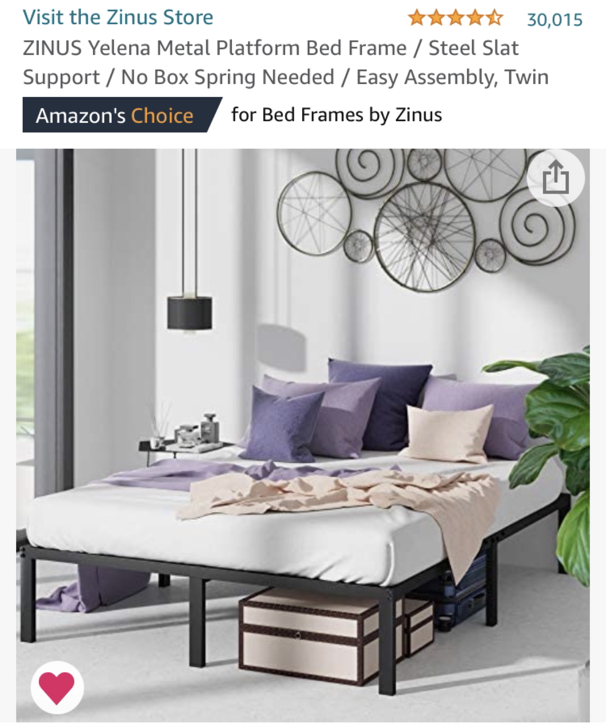 Twin 14” Elevated Metal Platform Bed - photo 4