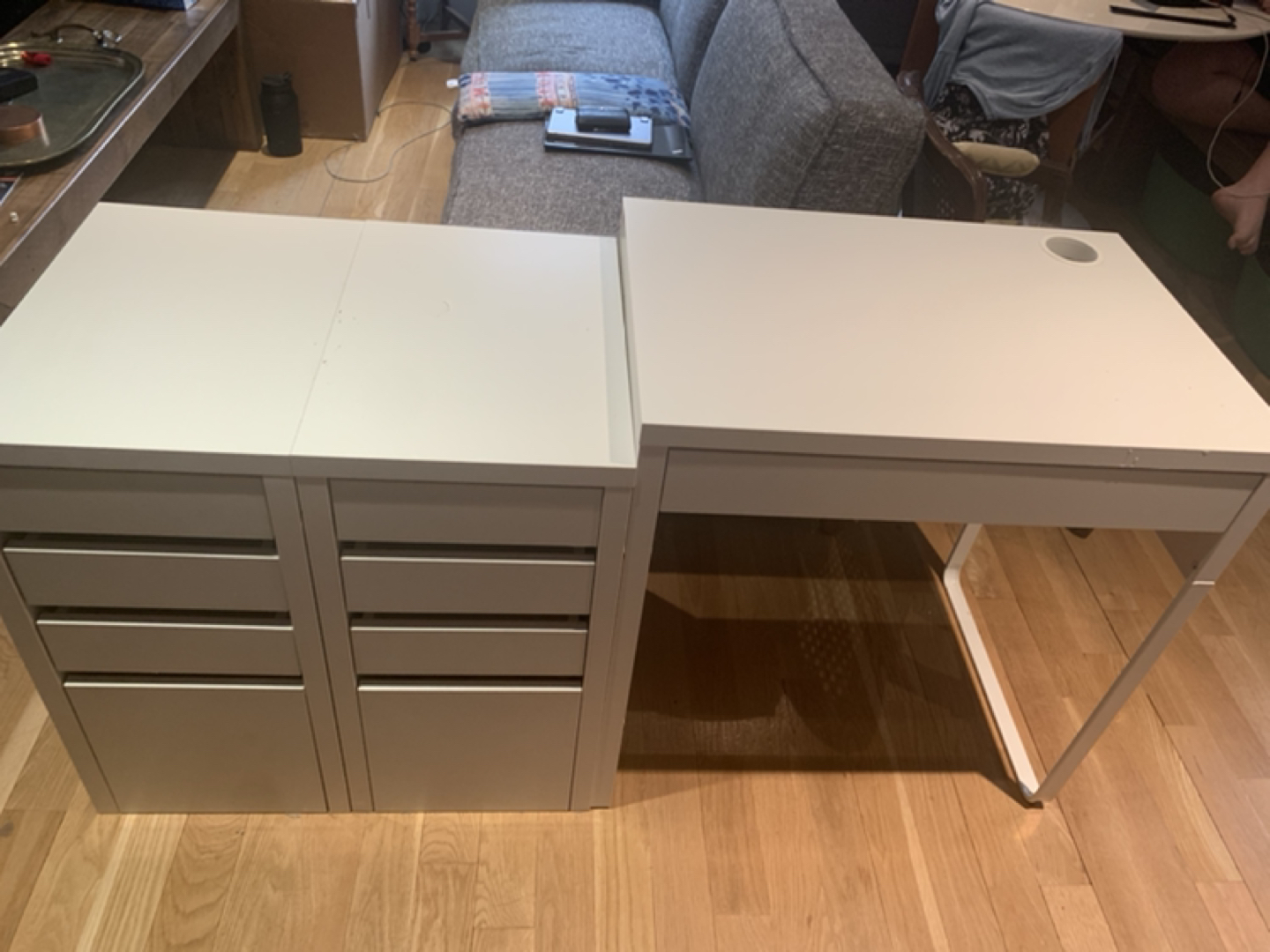 IKEA Micke Desk and File Cabinets