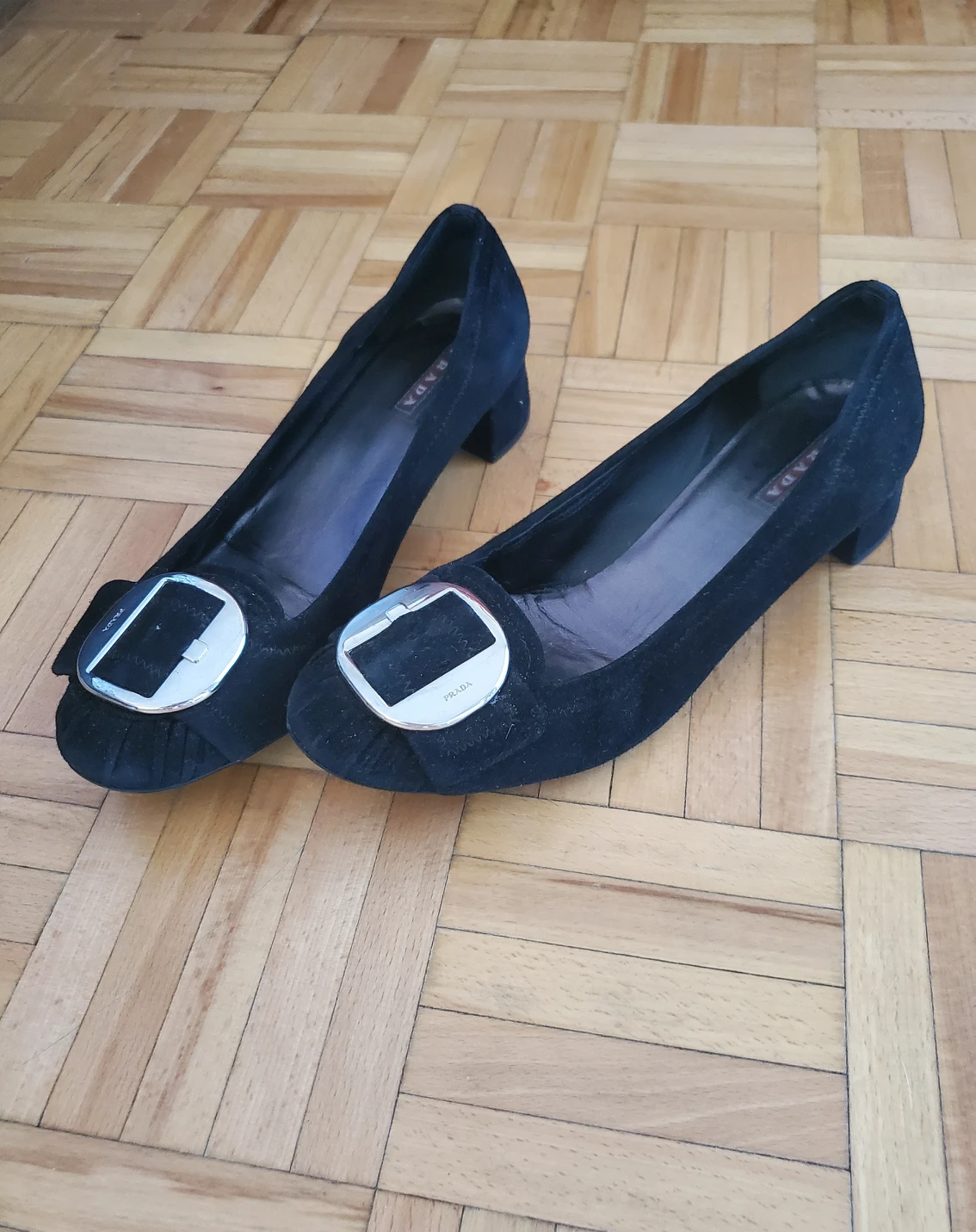 Prada Black Suede Kitten Heel Shoes thumbnail