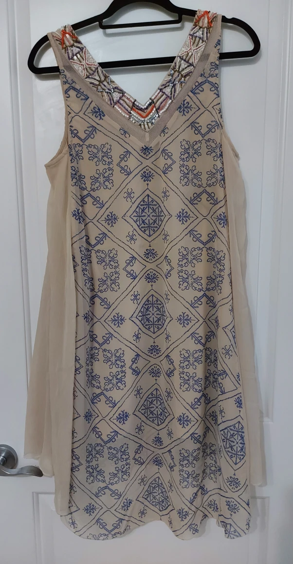 S chiffon flowy dress with beaded neckline thumbnail