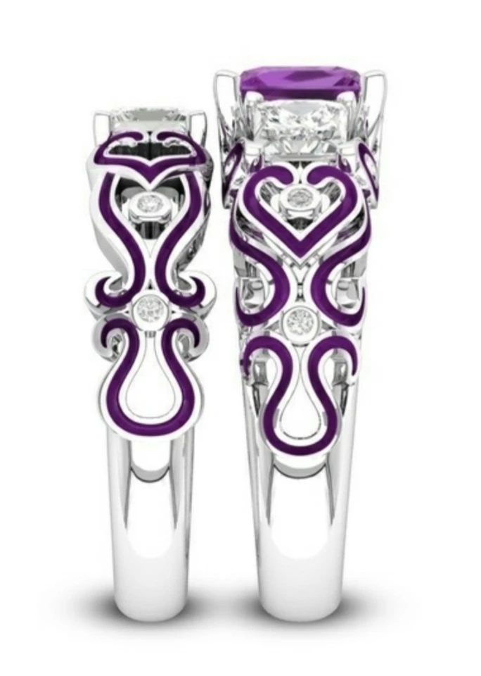 925 sterling silver 2pc Rings set. size 5 image indicator(2)