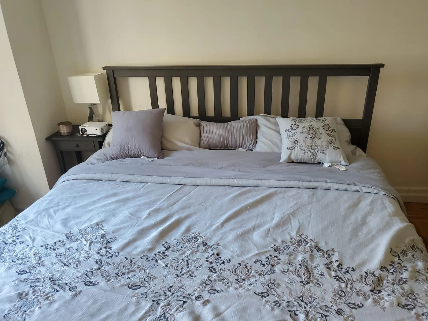 King size bed and night stand
