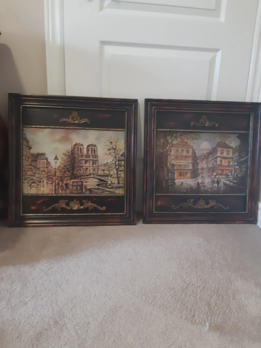 vintage wooden framed art